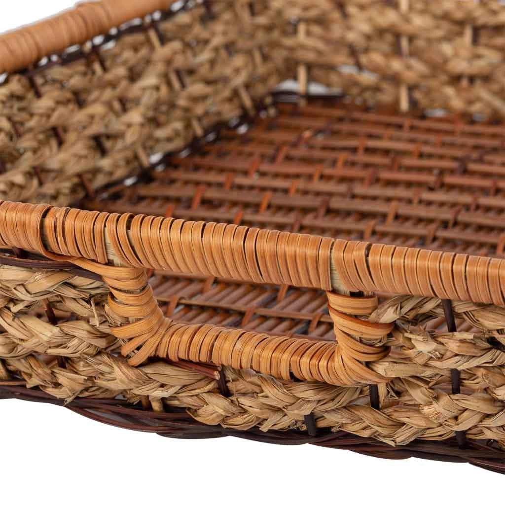 Vassoio rettangolare in corda intrecciata marrone 50x40x08h
