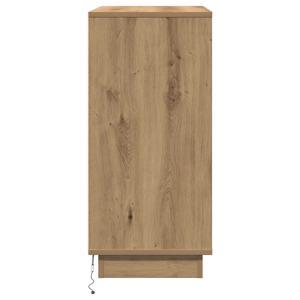 Comodino  con LED Rovere Artigianale 71x34,5x75 cm Legno ingegnerizzato