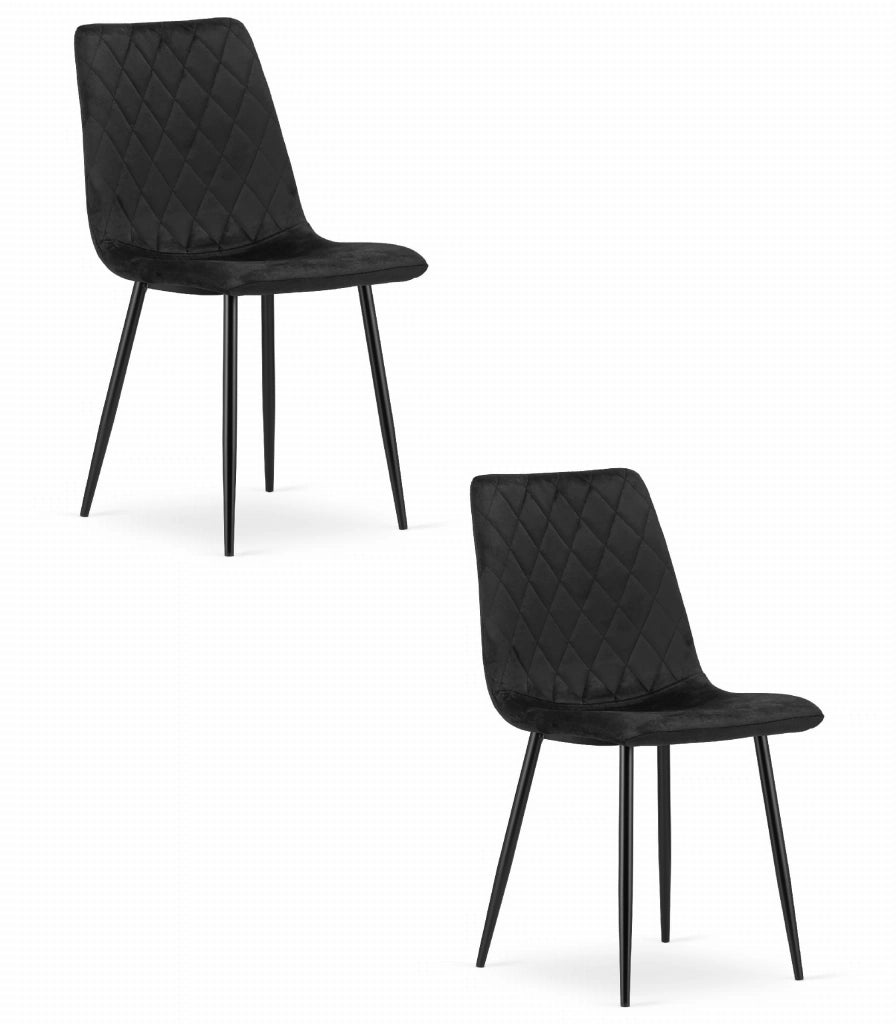 Sedia VALORA TURIN - Sedie da pranzo ergonomiche in velluto nero x2