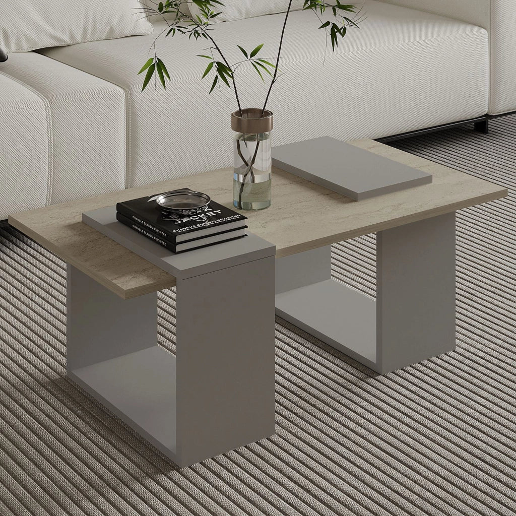 Tavolino in legno "Matris" - 90 x 46 x 37 cm - Travertino