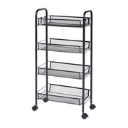 Carrello di servizio carrello da cucina/soggiorno mobile contenitore a 4 ripiani 83 x 44 x 26 cm acciaio nero 03_0009261
