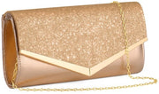 Clutch con Faccia di Glitter per Donna, Borsa a Maniglia con Chiusura a Clutch con Fodera Elegante, Borsa a Spalla con Cinturino per Matrimonio e Festa Libera Tempo
