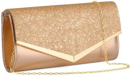 Clutch con Faccia di Glitter per Donna, Borsa a Maniglia con Chiusura a Clutch con Fodera Elegante, Borsa a Spalla con Cinturino per Matrimonio e Festa Libera Tempo