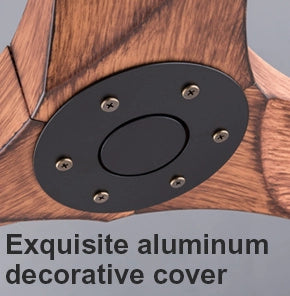 Ventilatore da soffitto senza luce 52'' con telecomando, reversibile, ABS, nero e noce scuro