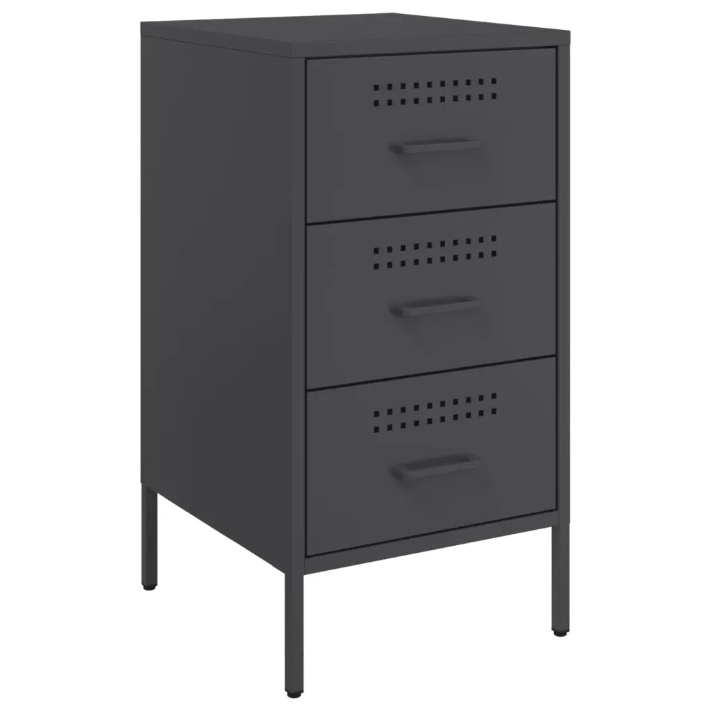 Set di 2 Comodini | Armadio da Notte | Mobiletto da notte Neri 36x39x68 cm in Acciaio