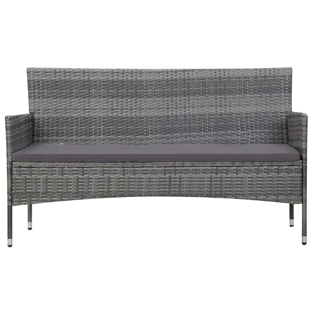 Set Divani da Giardino 4 pz | Set Salotto da Giardino con Cuscini in Polyrattan Grigio