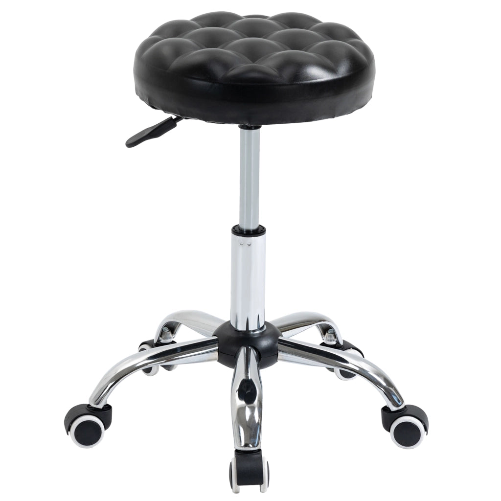 Sgabello Regolabile con 5 Ruote ¨C zephmum ¨C Acciaio, Gommapiuma e Pelle PU, §¶48x47-59cm