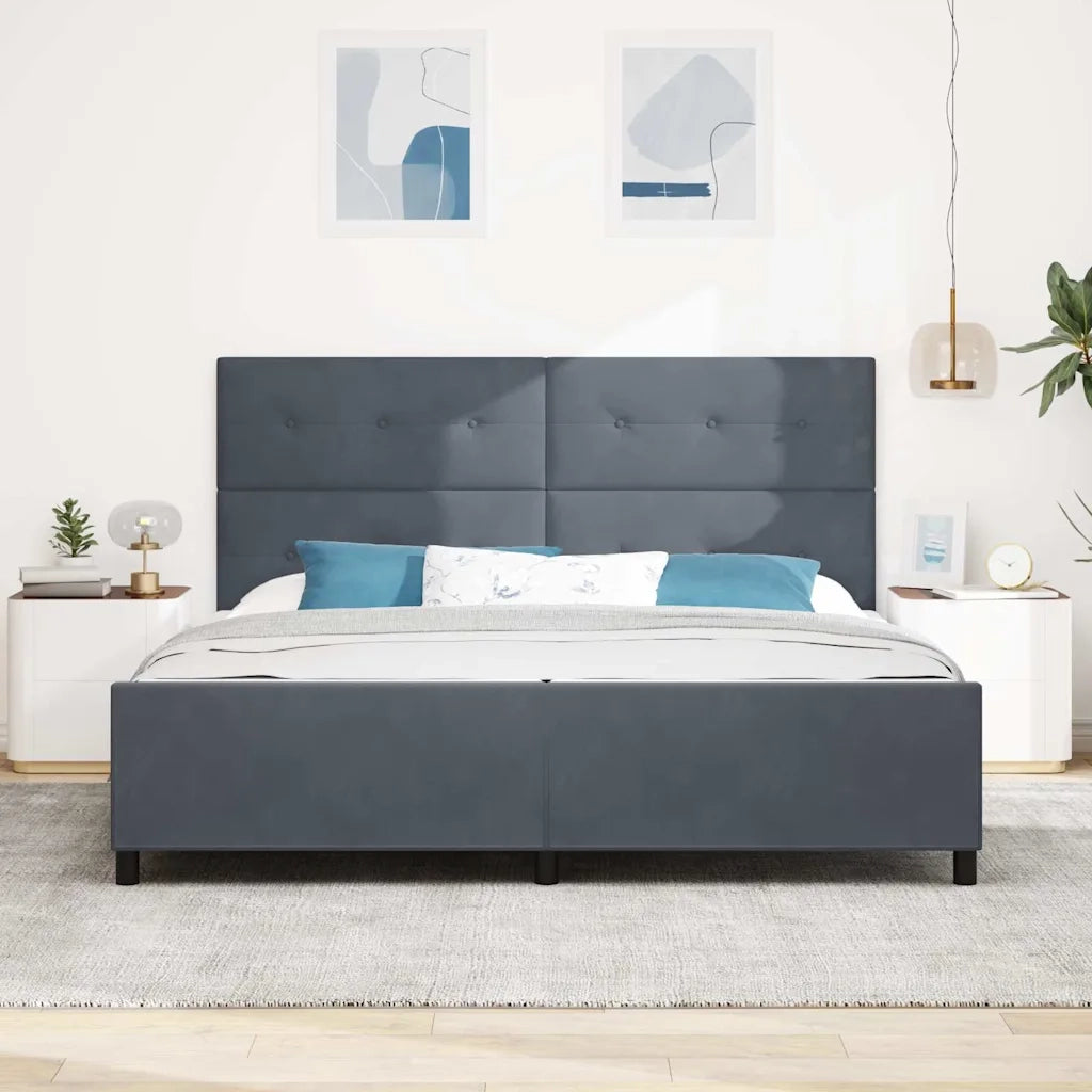 Letto a molle con testiera Grigio scuro 200 x 200 cm Velluto 3344964