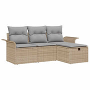 Set Divano da Giardino 4 pz | Set Salotto da Giardino Beige e Grigio Chiaro polyrattan