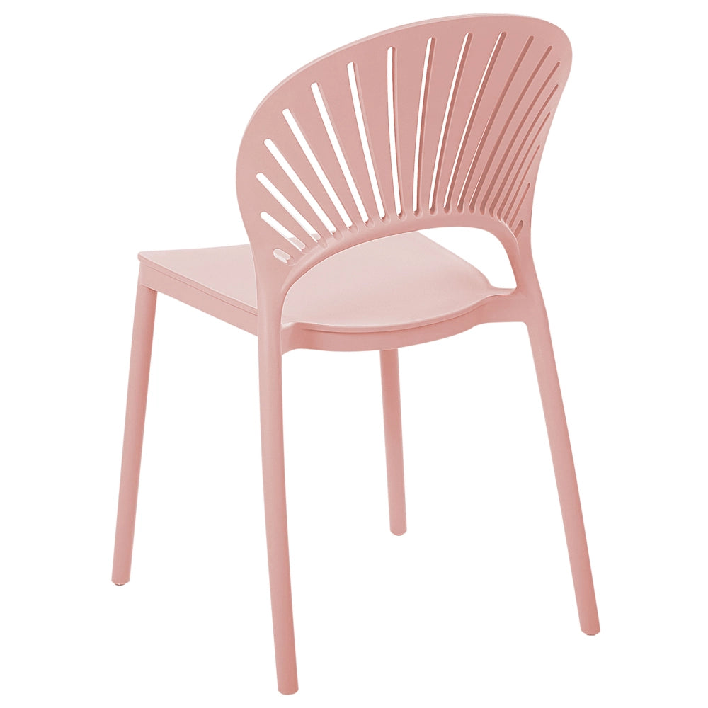 Set di 4 sedie da pranzo in plastica rosa per interni ed esterni da giardino impilabili in stile minimalista