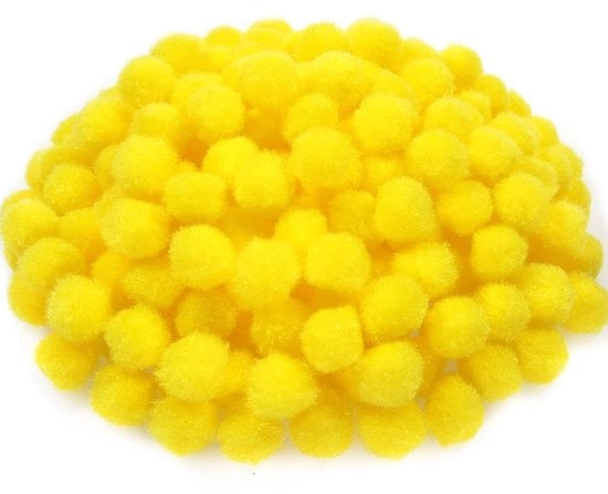 Pomponi 300 pezzi - Palle soffici - Colori giallo chiaro - Decorazione - Attività di artigianato - Knutsel con pomponi