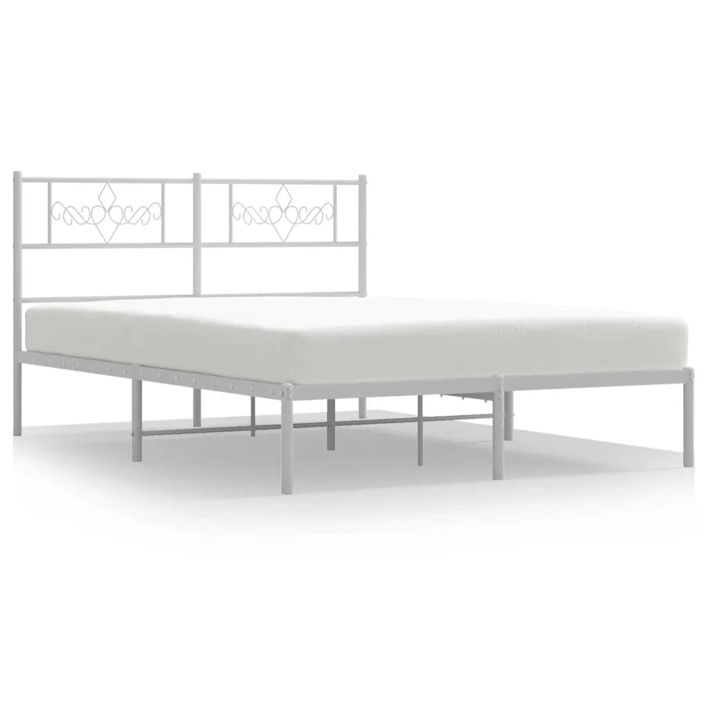 Giroletto con Testiera-Struttura Letto con testiera Metallo Bianco 135x190 cm 980049