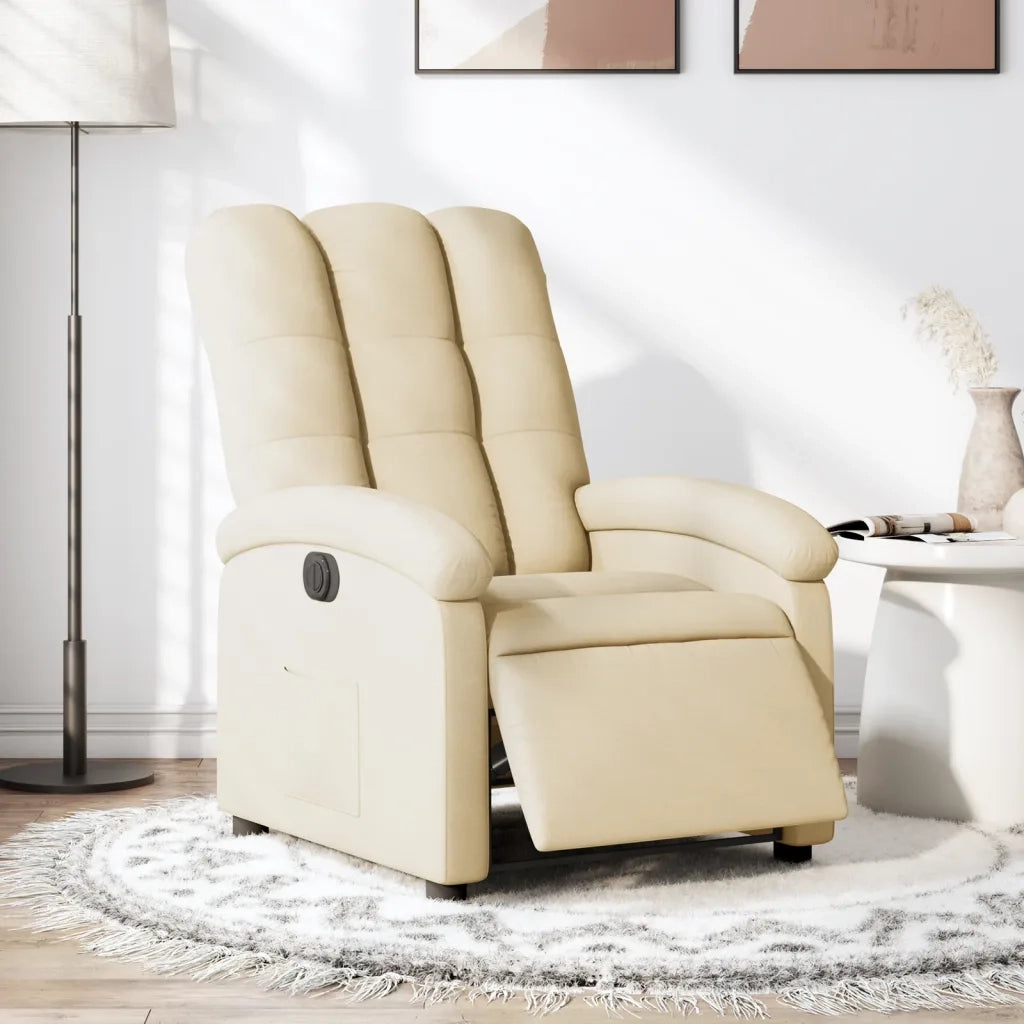 Poltrona | Sedia Relax Elettrica Reclinabile Crema in Tessuto