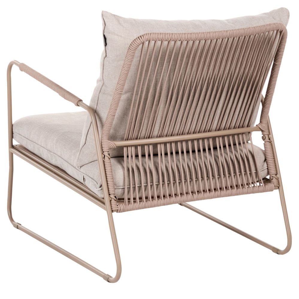 Set da Giardino Lounge Beige 4 Posti con Divano Poltrone e Tavolino con Struttura in Metallo