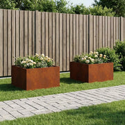 Vaso da giardino 2 pz Ruggine 80 x 80 x 40 cm Acciaio Corten 8005119