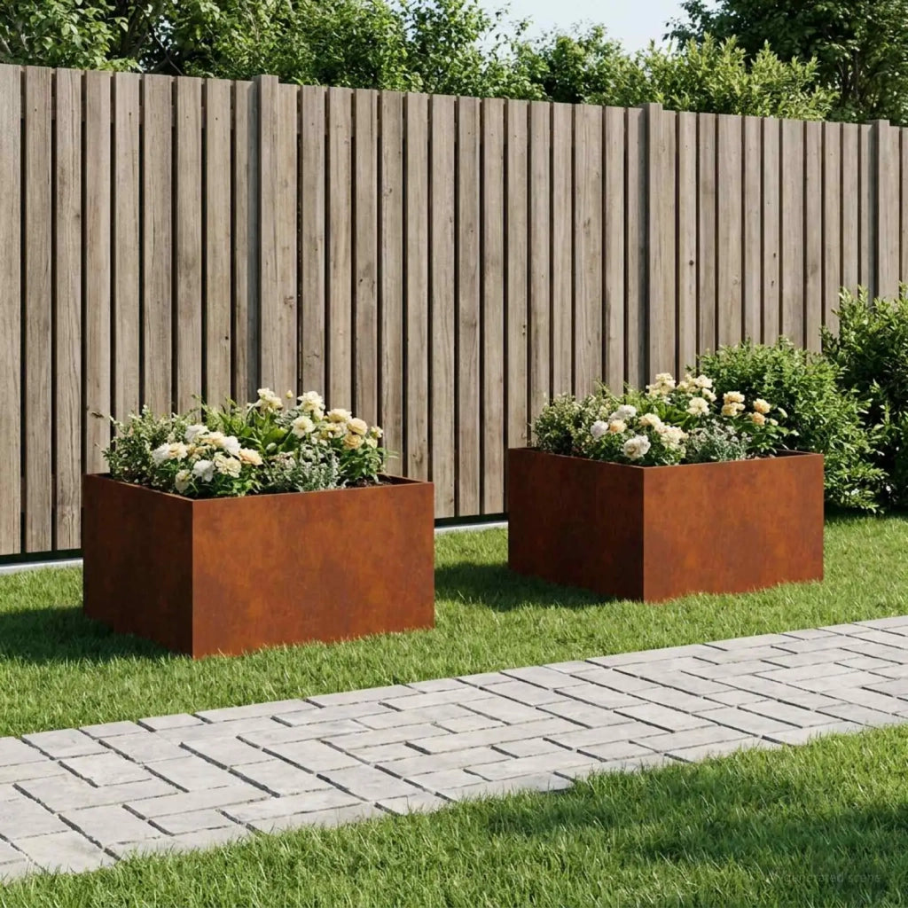 Vaso da giardino 2 pz Ruggine 80 x 80 x 40 cm Acciaio Corten 8005119