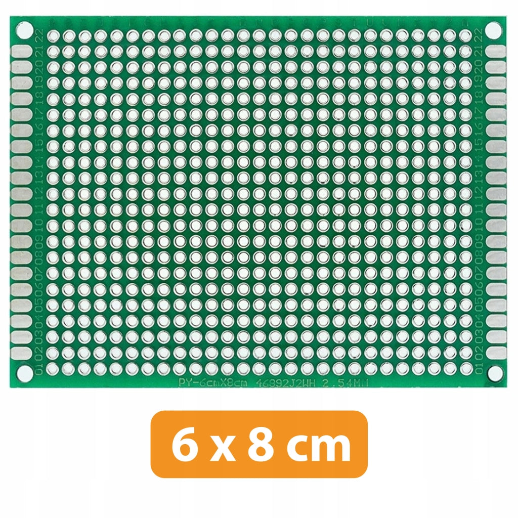 Piastra Prototipale Universale Doppia Faccia 60 x 80 mm – Fori Metallizzati 2,54 mm | Montaggio THT