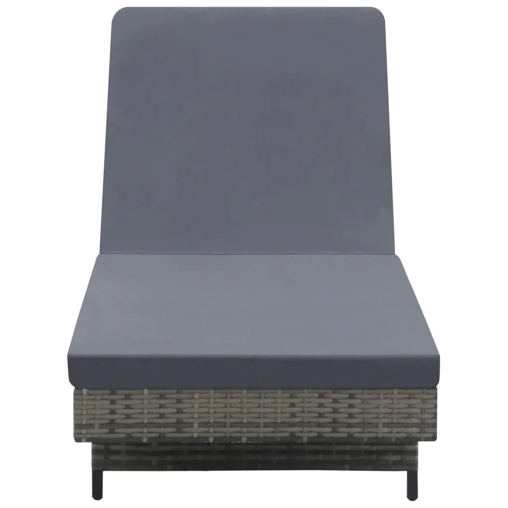 Lettino prendisole sedia a sdraio lettino prendisole letto da giardino mobili da esterno per patio con ruote e cuscino resina intrecciata antracite 02_0012593