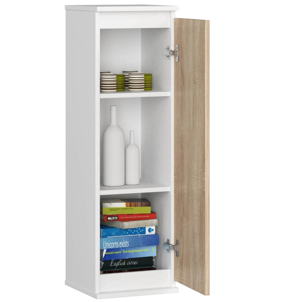 Armadietto a parete con ante strette AKORD W30 Bianca 30 cm 1 anta inserto frontale Sonoma Quercia 30x30x99 cm