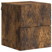 Set di 2 Comodini | Armadio da Notte | Mobiletto da notte a muro Rovere Fumo 34,5 x 33 x 40 cm