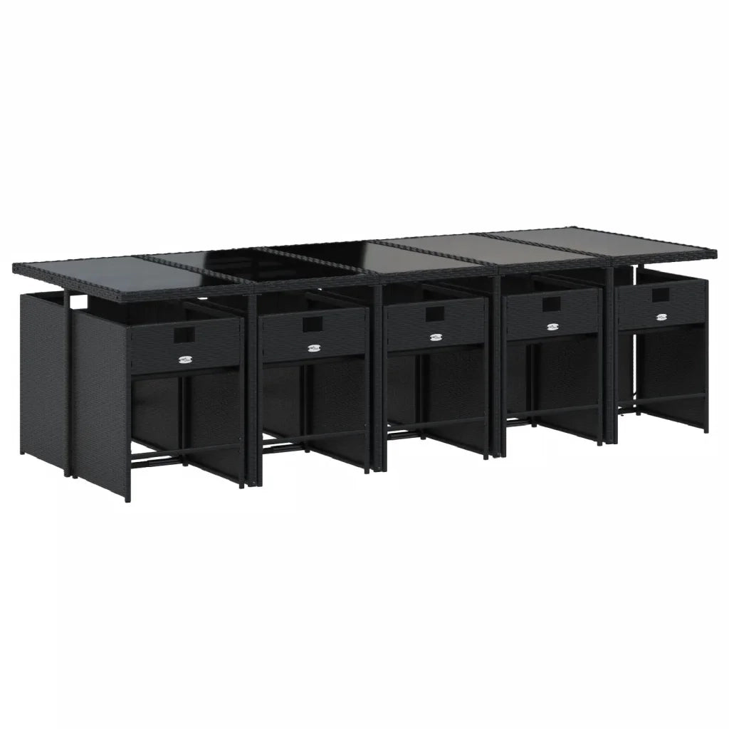 Set da Pranzo da Giardino 11 pz con Cuscini in Polyrattan Nero 3277878