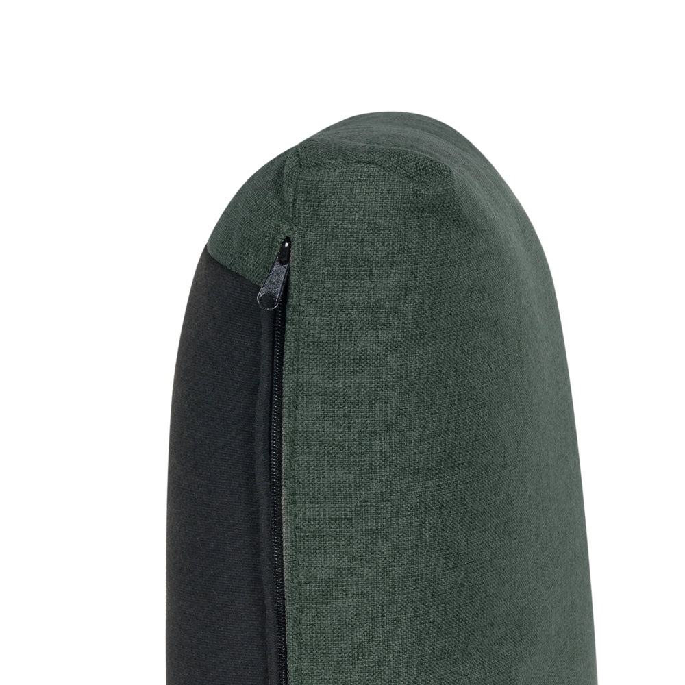 Divano componibile a 4 posti imbottito in tessuto verde scuro gambe nere lato sinistro con ottomana stile moderno
