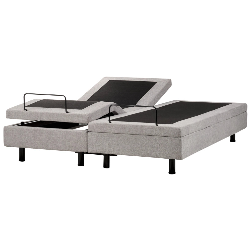 Letto elettrico matrimoniale tessuto grigio chiaro regolabile con telecomando senza testiera 160x200 cm stile moderno