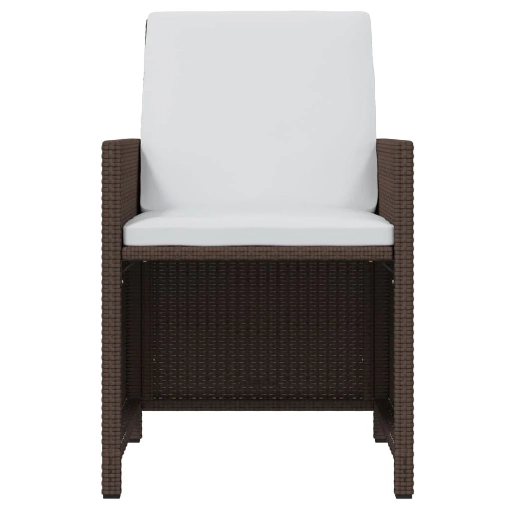 Set da pranzo per esterni composto da 7 pezzi con cuscini in resina intrecciata marrone 02_0014443