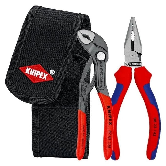 Knipex 00 20 72 V06 Set di pinze 2 pezzi con pinza universale a punta e pinza regolabile Mini Cobra custodia per cintura colore Nero