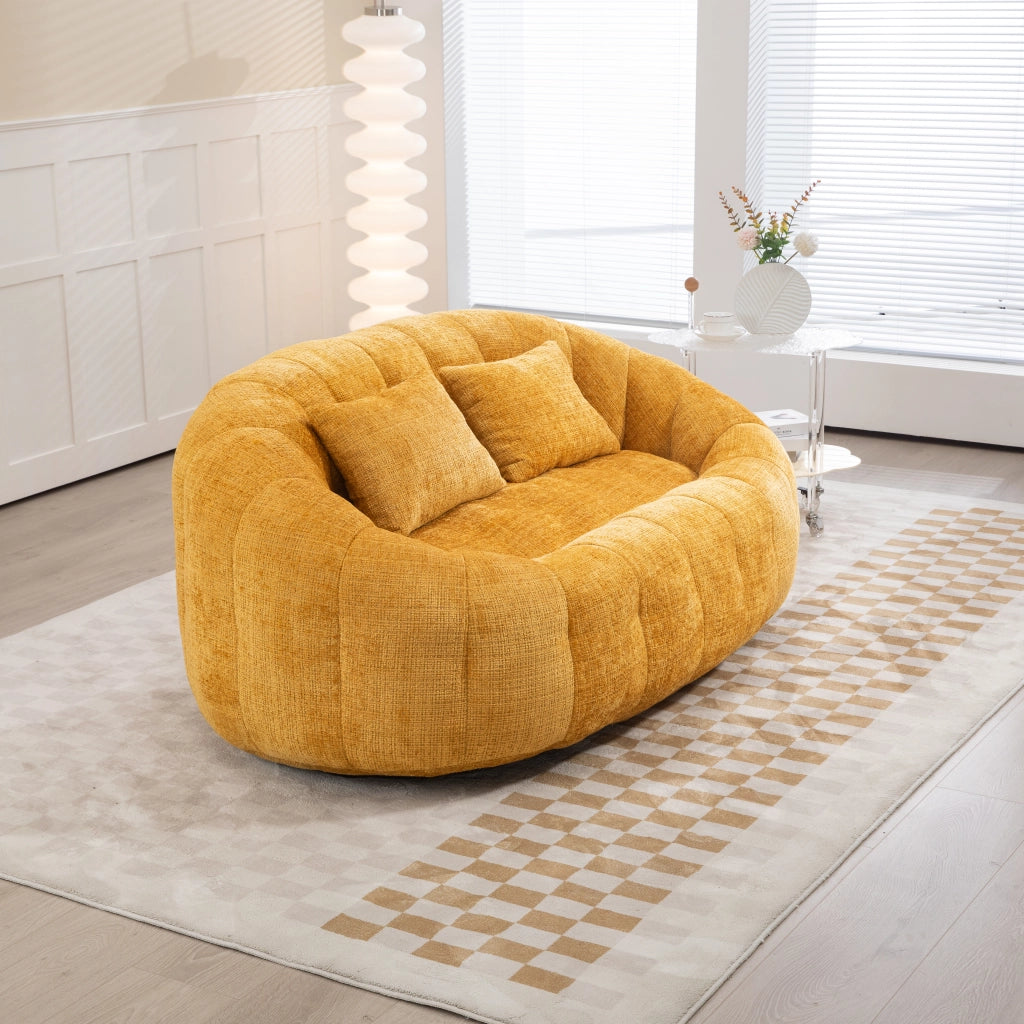 Sitzsack Lazy Sofa in Chenille Gialla, divano relax con imbottitura in memory foam, 150x95x63 cm