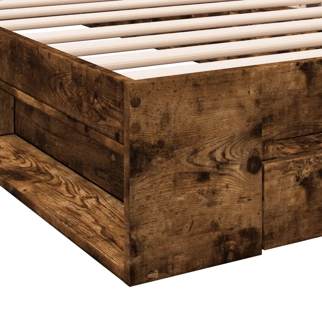 Giroletto con Cassetto-Struttura Letto con contenitore Rovere Fumo 90x200 cm Legno Multistrato