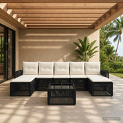 Set Divano da Giardino 8 pcs Nero e Bianco Crema polyrattan 3435211