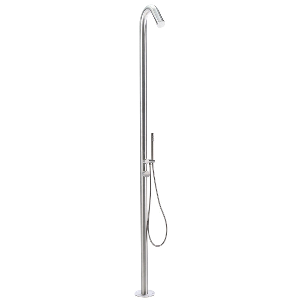 Set Doccia Miscelatore da Giardino per Esterni in Acciaio Inox Color Argento con Funzione Pioggia Moderno