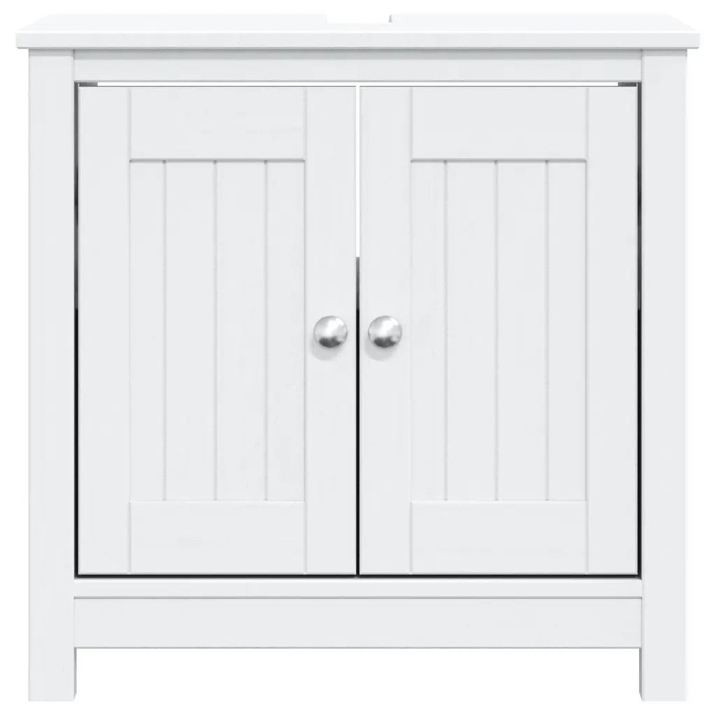 Mobile Lavabo da Bagno BERG Bianco 60x34x59 cm Massello Pino 358552