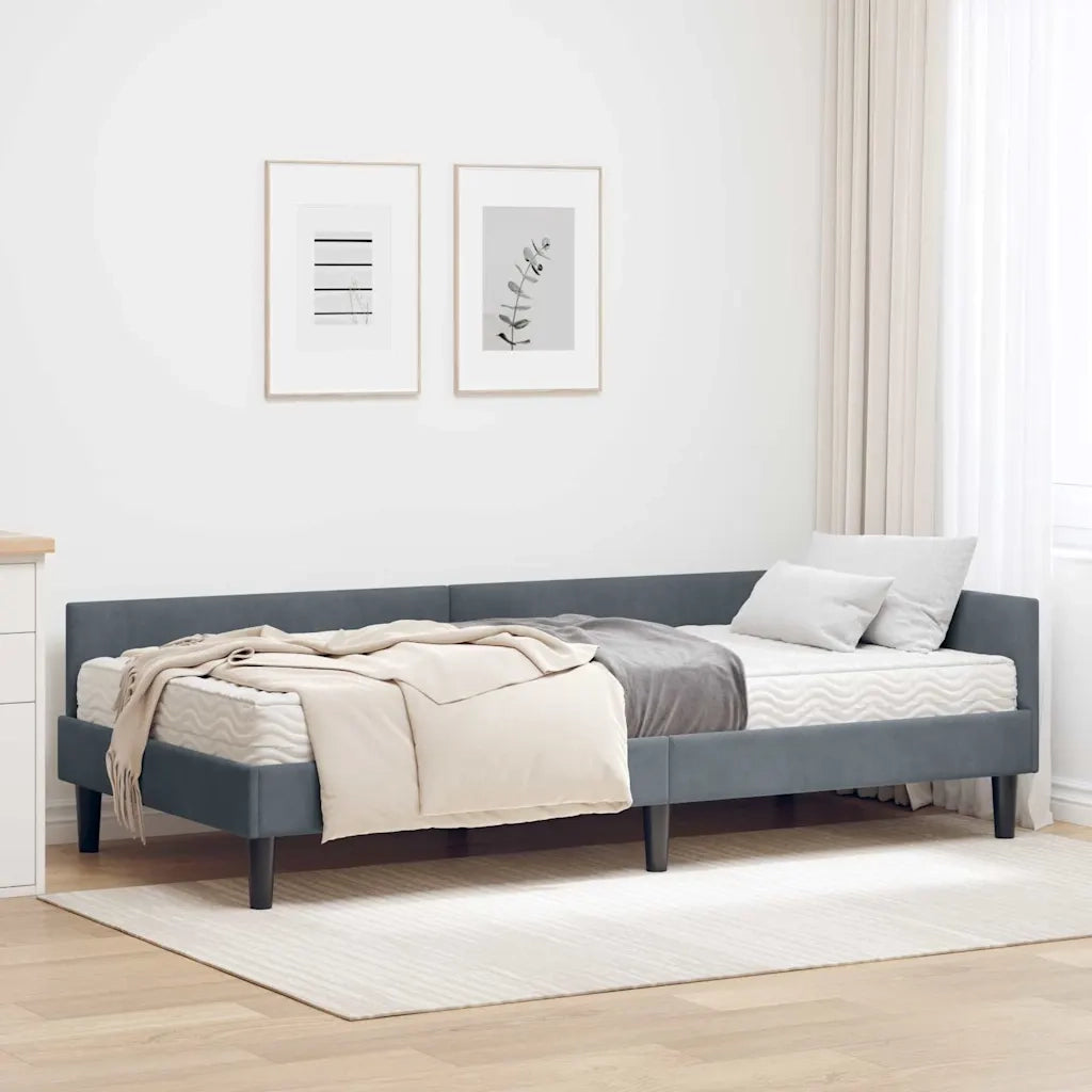 Struttura Letto Angolare con Materasso 2 pz-Giroletto con materasso Grigio Velluto 229562