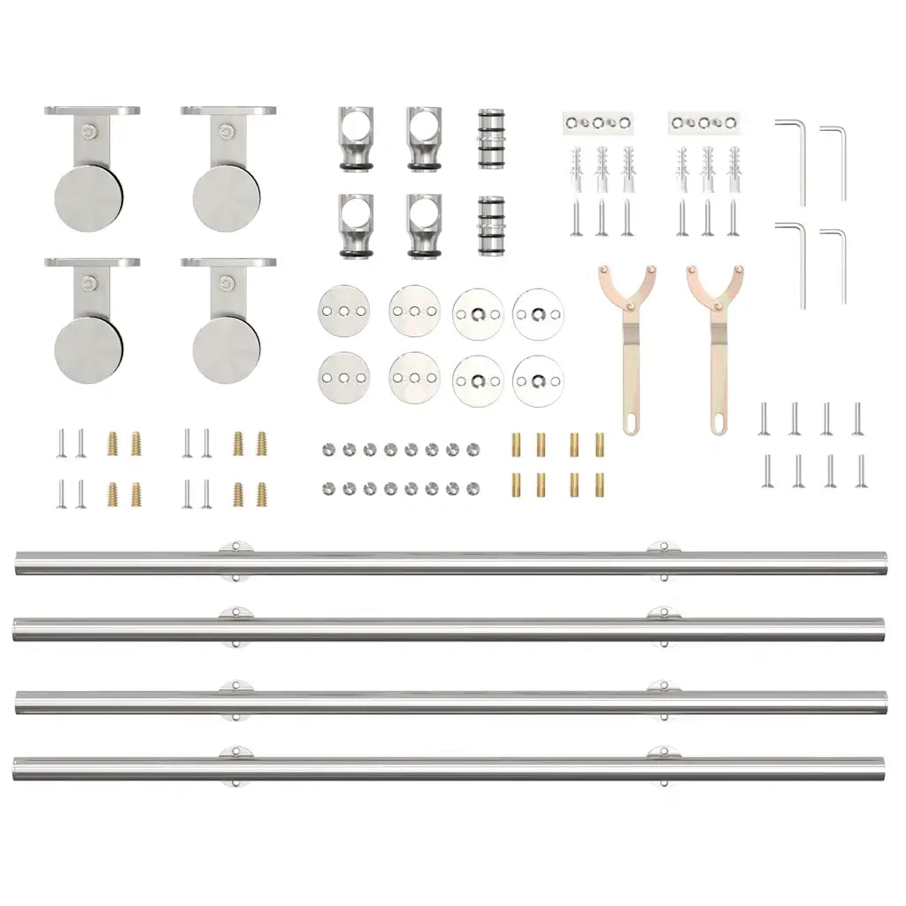 Kit Binari Porta Scorrevole 183 cm Acciaio Inossidabile Argento CFW5826650