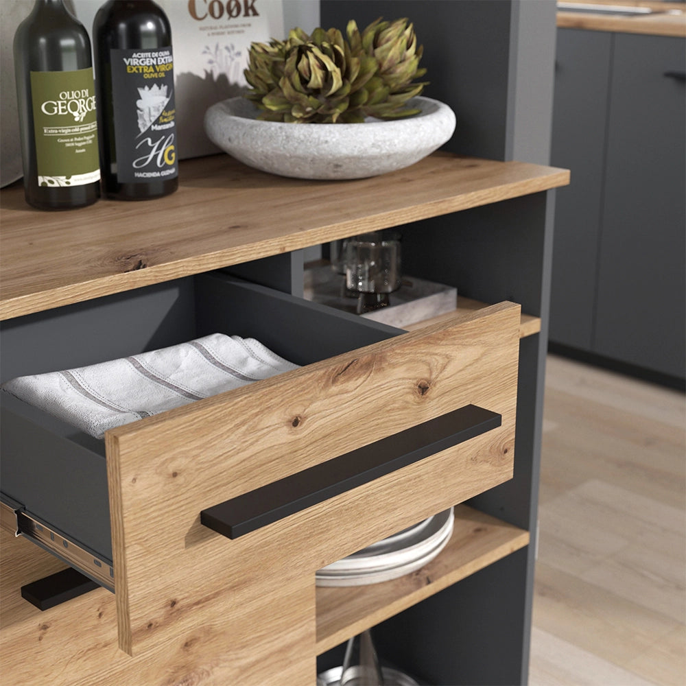 Vicco Buffet da cucina Rovere artigianale/Antracite 120.2 x 40.5 cm