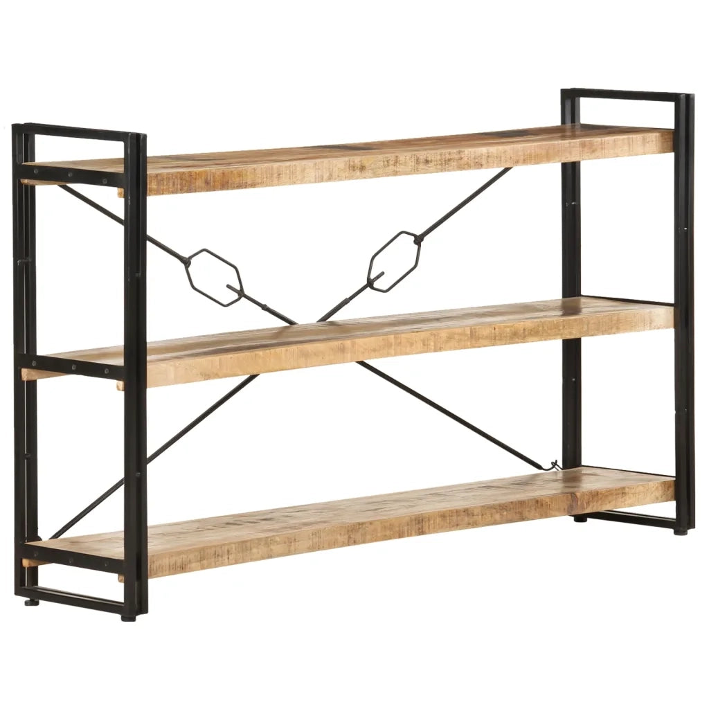 Libreria a 3 Ripiani-Scaffale per Libri-Mobile di Stoccaggio 140x30x80 cm in Legno Massello di Mango