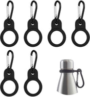Set di sosteggi per bottiglie in silicone nero da 6 pezzi - Duraturo e flessibile - Caricabottiglia per escursioni - campeggio - attività all'aperto - Sicuro e comodo - Clip per bottiglia