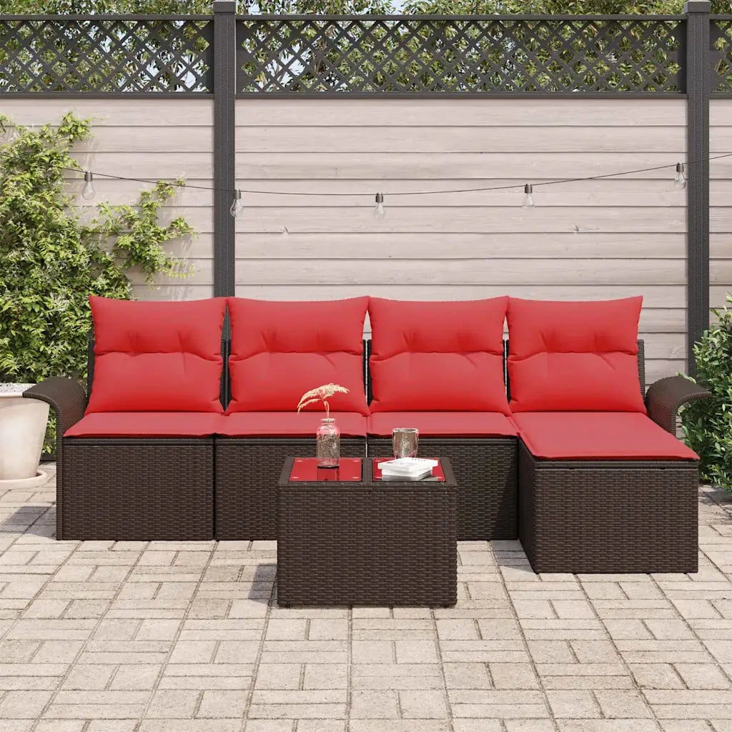 Set Divano da Giardino 6 pcs Marrone polyrattan