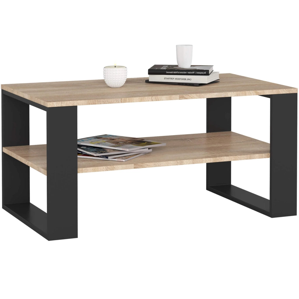 Tavolino da caffè AKORD ALEX Sonoma Quercia 92 cm gambe Nere 92x53x45 cm