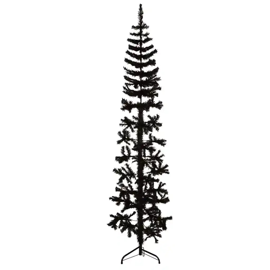 Albero Natale Artificiale Sottile a Metà e Supporto Nero 240 cm 344578