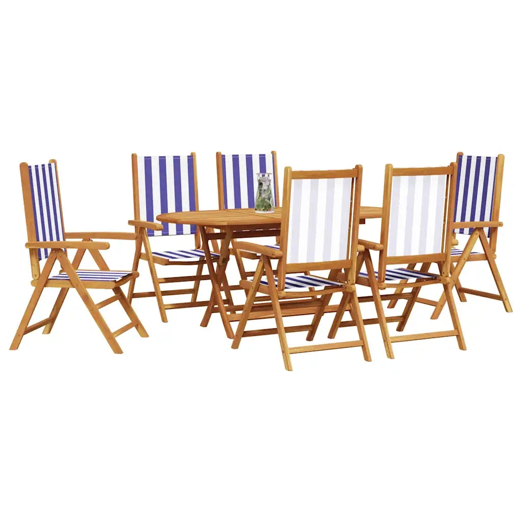Set da Pranzo per Giardino 7 pcs Blu e Bianco