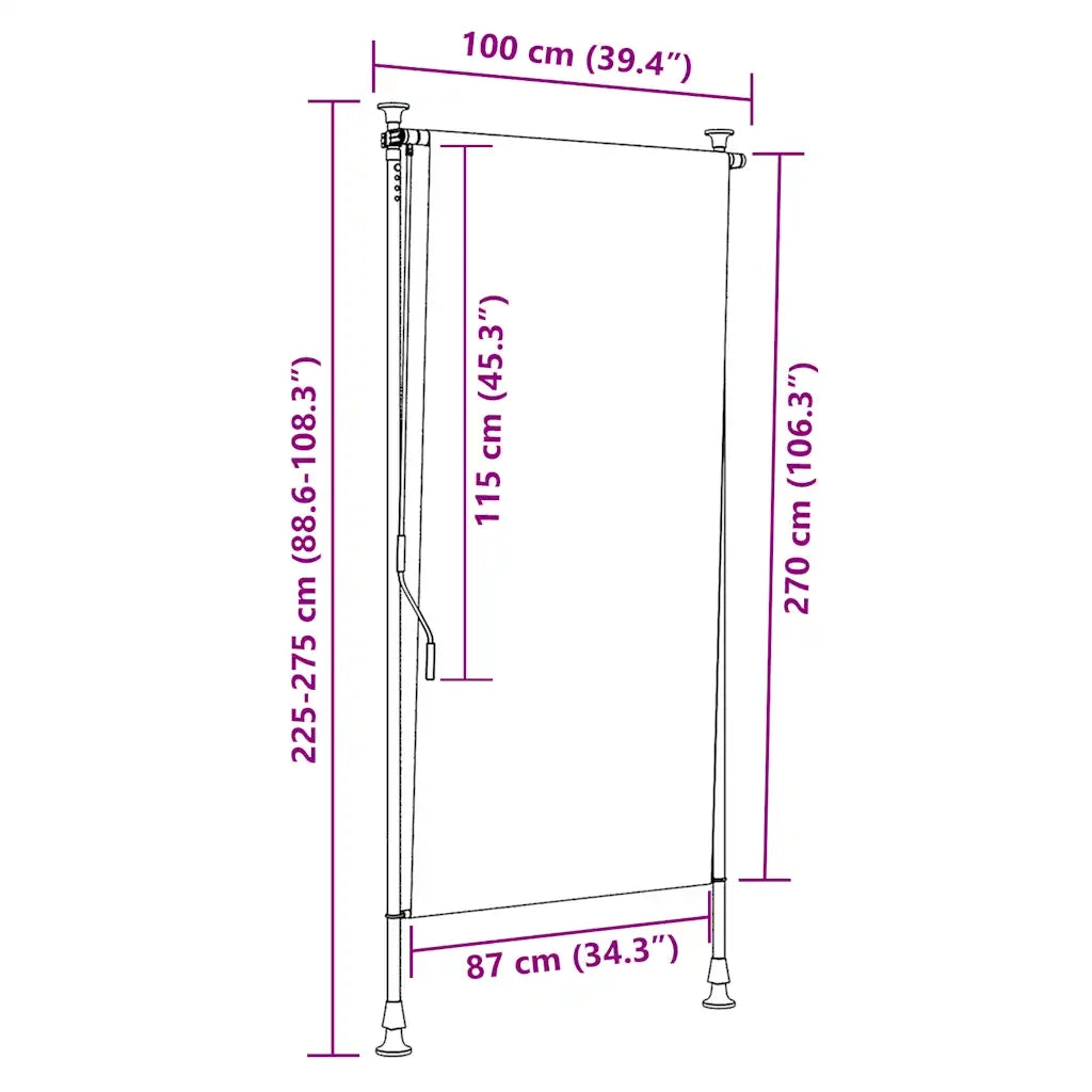 Tenda a Rullo per Esterni-Tenda da sole avvolgibile 100x270 cm Crema