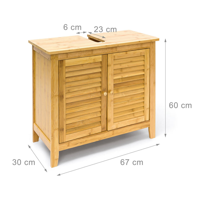 Mobile lavabo in bambù con due ante 3213061