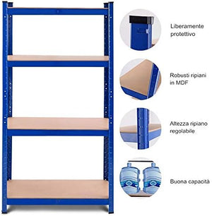 Scaffale con 4 Ripiani, Scaffalatura per Magazzino Garage Capannoni Uffici 80 x 40 x 160 cm