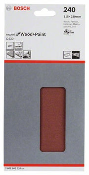 2608605320 - Foglio abrasivo C430, confezione da 10 pz. 115mm x 230 mm, P240
