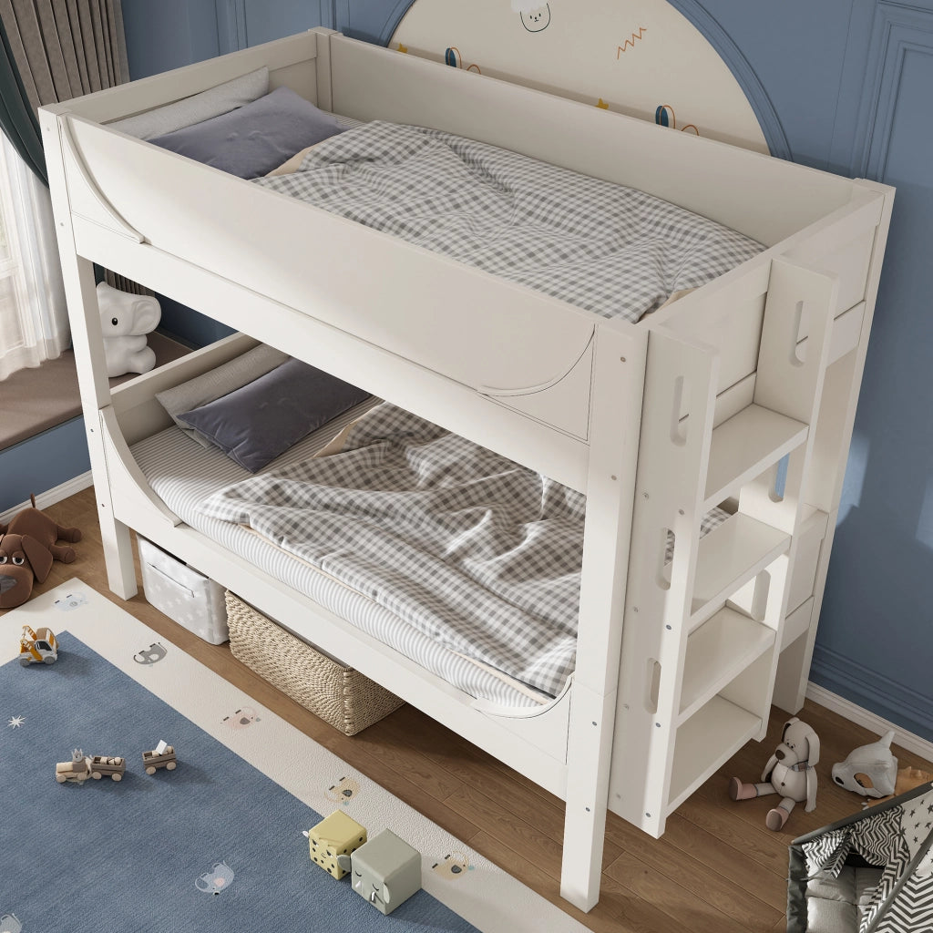 letto a castello in legno e metallo bianco 90 x 200 cm