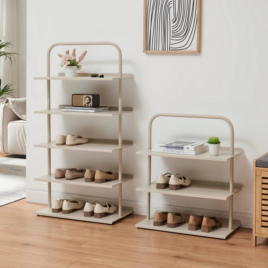 Scaffale Portascarpe Poytya Scarpiera a 5 Livelli 119 x 60 x 32 cm - Color Champagne [en.casa]