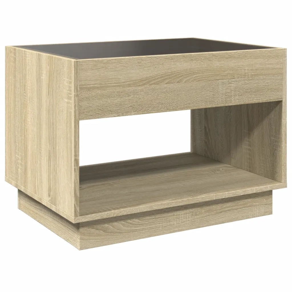Tavolino da Salotto con LED Infinity-Tavolino da soggiorno Rovere Sonoma 70x50x50 cm
